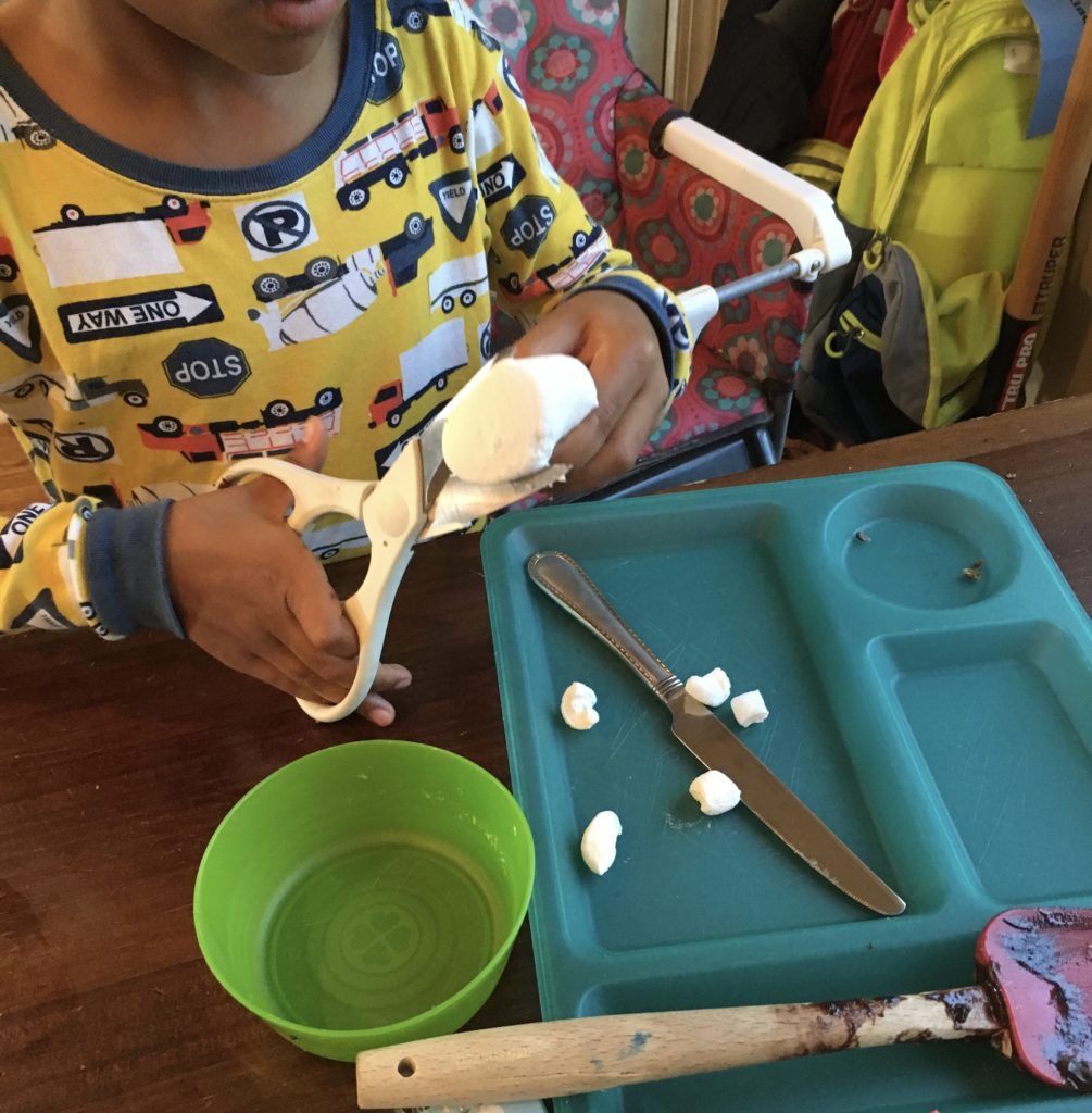 cutting marshmallows 